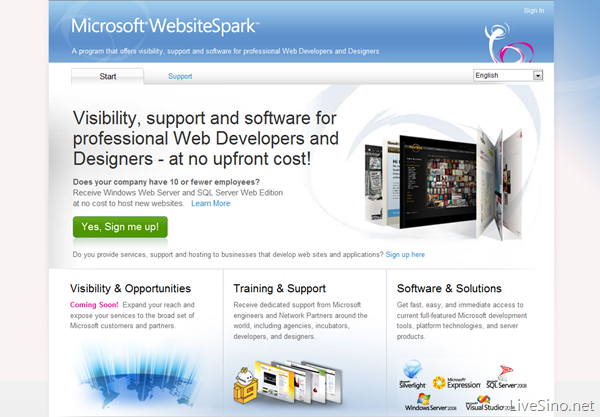 微软推出 WebsiteSpark 项目：为 Web 开发者提供免费软件