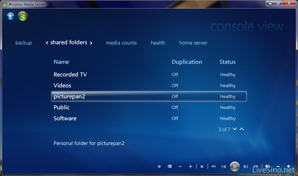 Windows Home Server PP3 Beta 体验 Windows Media Center 控制台