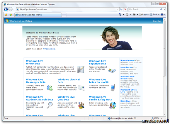 Windows Live Betas 改版并新增 Windows Live SkyDrive 页面