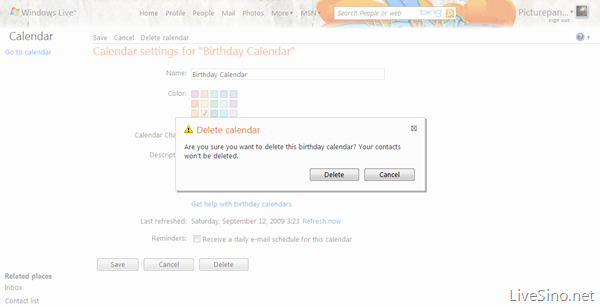 Windows Live Calendar 更新，改进生日日历功能