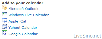 Windows Live Calendar 已经整合入 Events 和 Home
