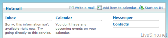 Windows Live Calendar 已经整合入 Events 和 Home