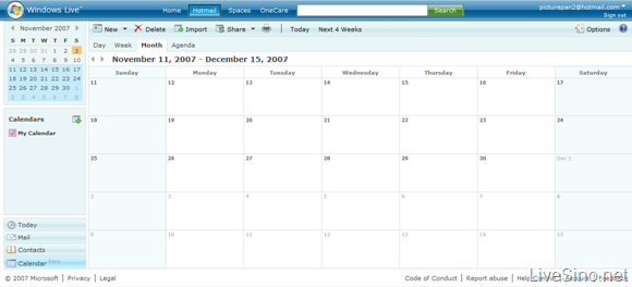Windows Live Calendar Beta 正式推出