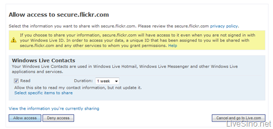 通过 Windows Live Contacts API 寻找 FLickr 好友