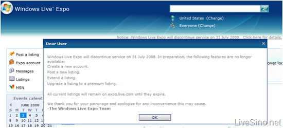 Windows Live Expo 服务将关闭