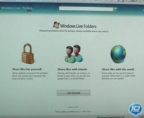 Channe 10 上 Windows Live Folders 的视频介绍