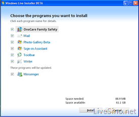 Windows Live Installer Wave3 截图泄漏