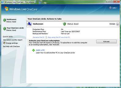 Windows Live OneCare 2.0 Beta 体验
