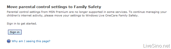 Windows Live OneCare Family Safety 站点更新