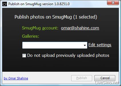 Windows Live Photo Gallery 发布插件：SmugMug