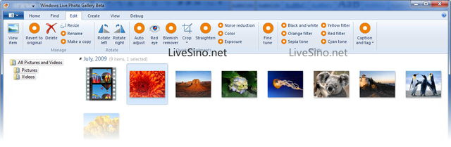 Windows Live Photo Gallery 与 Writer Wave 4 新截图之图片编辑界面
