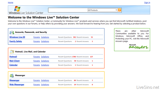 新版 Windows Live 解决方案中心已推出，已覆盖旗下所有产品