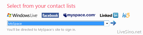 Windows Live Profile 支持从 MySpace, Hi5, Tagged 导入联系人