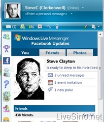 Windows Live Messenger 中的 Facebook 选项卡