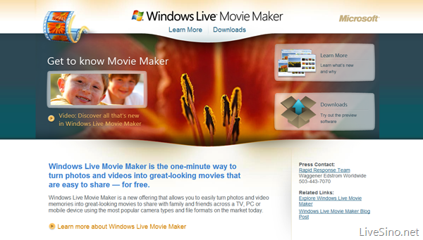 Windows Live Movie Maker 2009 专题站点