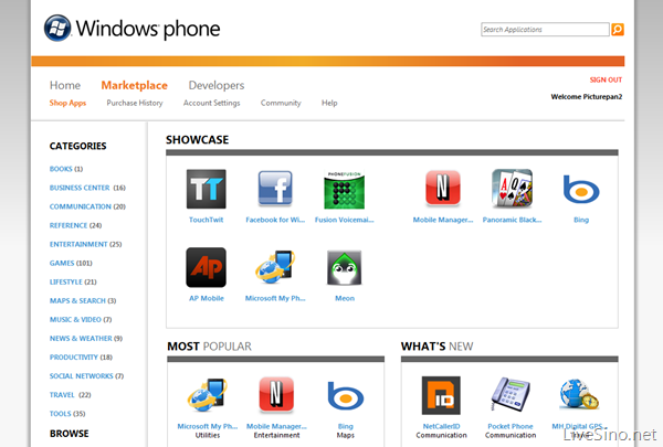 Windows Marketplace for Mobile 更新，已支持 PC 端购买应用