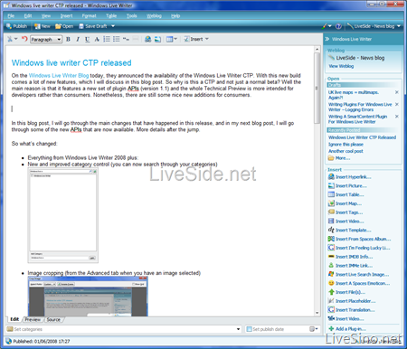 Windows Live Writer 历史界面回顾，及 Wave3 完整更新列表