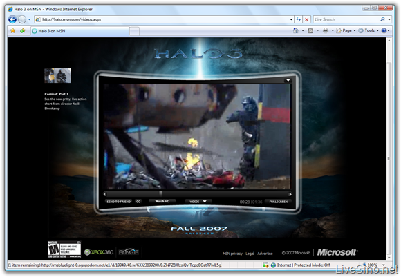 基于 Silverlight 的 Halo 3 视频