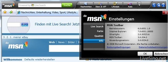 MSN Toolbar 开始国际化，已支持英国，法国，德国，意大利