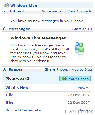 MSN 首页新增 Windows Live 模块