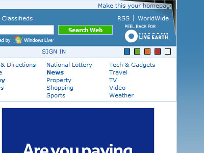 MSN 英国首页增加 Live Earth 广告