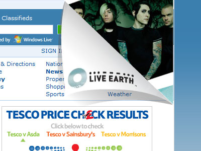 MSN 英国首页增加 Live Earth 广告
