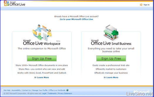 Office Live 更名，并推出新服务: Office Live Workspace