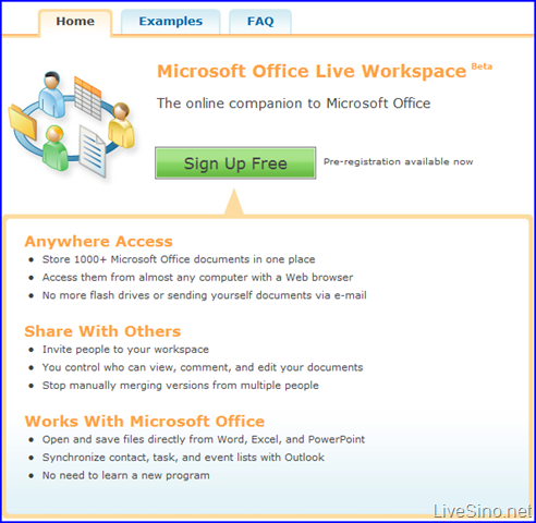 Office Live 更名，并推出新服务: Office Live Workspace(续)