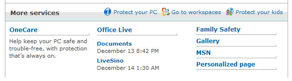 Office Live Workspace 已经整合入 Windows Live Home
