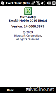 Excel Mobile 2010 Beta 体验