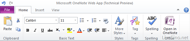 Office Web Apps 之 OneNote 界面预览