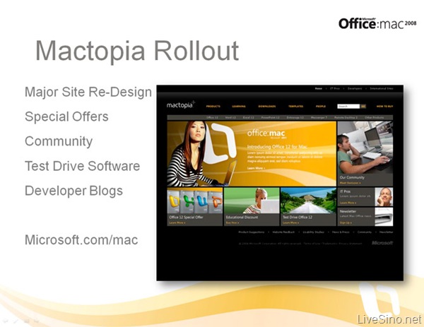 新版 Office for MAC 2008 站点 Mactopia 预览