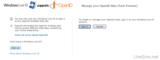 微软推出支持 OpenID 的 Windows Live ID CTP版