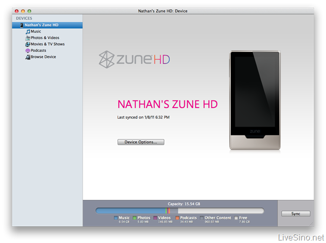 WP7 Connector 也支持 Mac 电脑与 Zune HD 同步