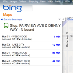 必应地图（Bing Maps）“华盛顿州实时公交”应用