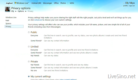 Windows Live Profile Wave 4 新隐私设置体验