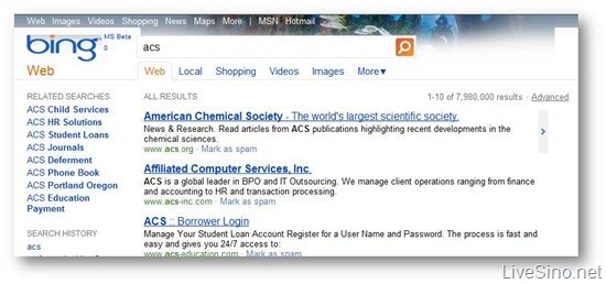 必应 Bing  引入适应性搜索，根据搜索历史个性化结果