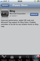 Bing for iPhone 应用更新，增加 Microsoft Tag 和 QR 二维码支持