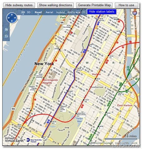 New York City Transit 采用 Virtual Earth，并用于 Trip Planner 网站
