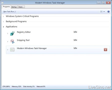 Windows 8 高级与现代任务管理器 - 初步界面泄漏