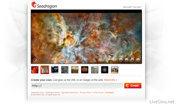 在线 Deep Zoom 图像创建服务 Seadragon.com