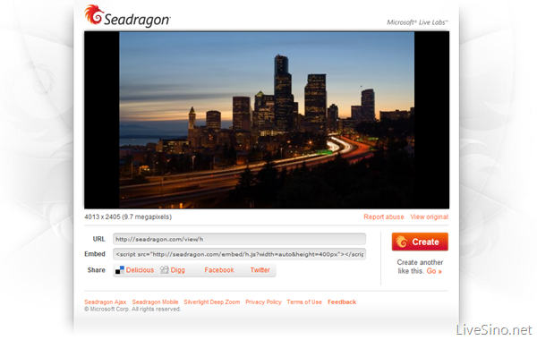 在线 Deep Zoom 图像创建服务 Seadragon.com