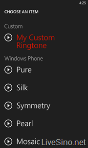 Windows Phone 芒果：自定义铃声更多细节