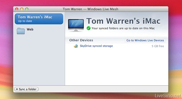 新版 Windows Live Mesh for Mac 增加 OS X Lion 支持