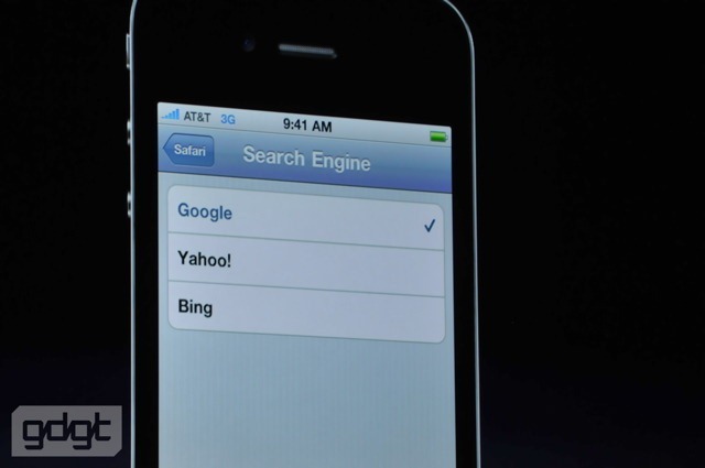 iPhone OS 4 与 Safari 5 搜索引擎选项已增加微软 Bing