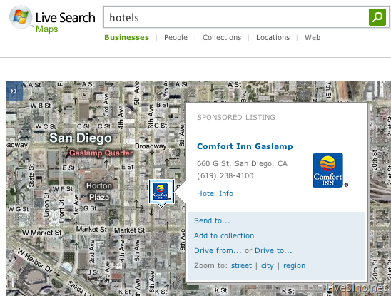 Live Search Maps 支持本地商家广告