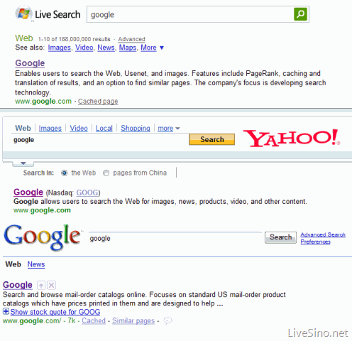 Live Search 和 Yahoo! 比 Google 更了解 Google？