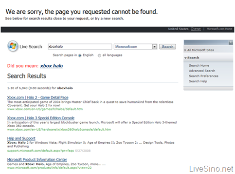 Live Search 网页错误工具包推出