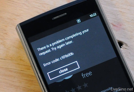 Windows Phone Marketplace（应用市场）出现 c101boob 错误