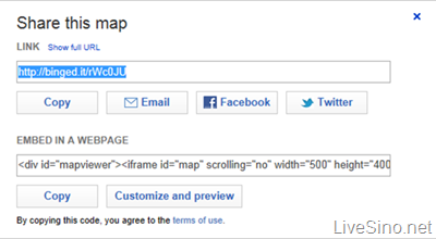 Bing Maps 新增短网址和社交分享，并简化路线功能